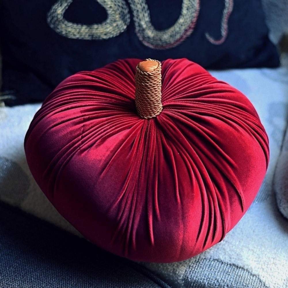 New THRESHOLD Large Decorative Pumpkin Shaped Velvet Pillow - Picture 7 of 17